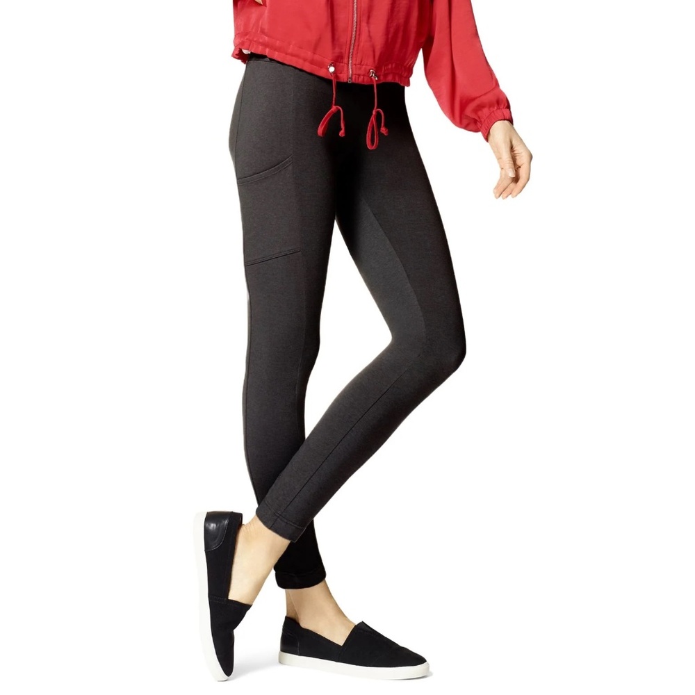 No Nonsense Tech Pocket Leggings, Charcoal Heather — NWT